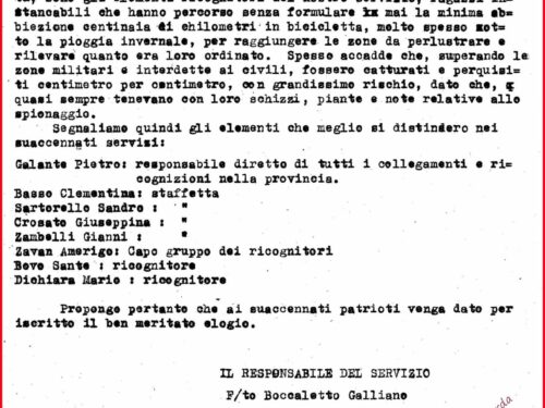 In Veneto, nel luglio 1944, fu paracadutato il sottocapo radiotelegrafista Dario Leli