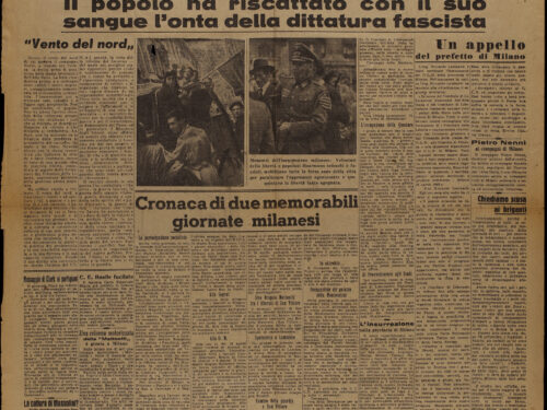 Lombardi varca la soglia della prefettura e dirama per radio il messaggio che annuncia l’avvenuta liberazione di Milano